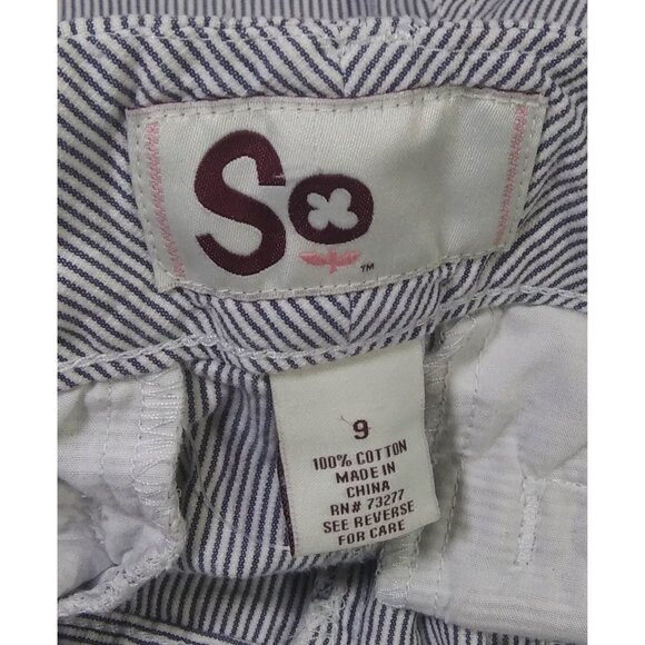 So Juniors Shorts Size 9 Mini Pin Striped Multicolor Pockets Double Button - Picture 3 of 3